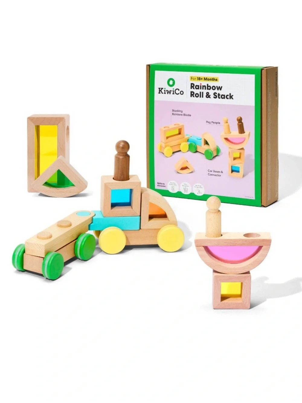 KiwiCo Rainbow Roll & Stack Activity with Rainbow Blocks 18+ Months *NEW*